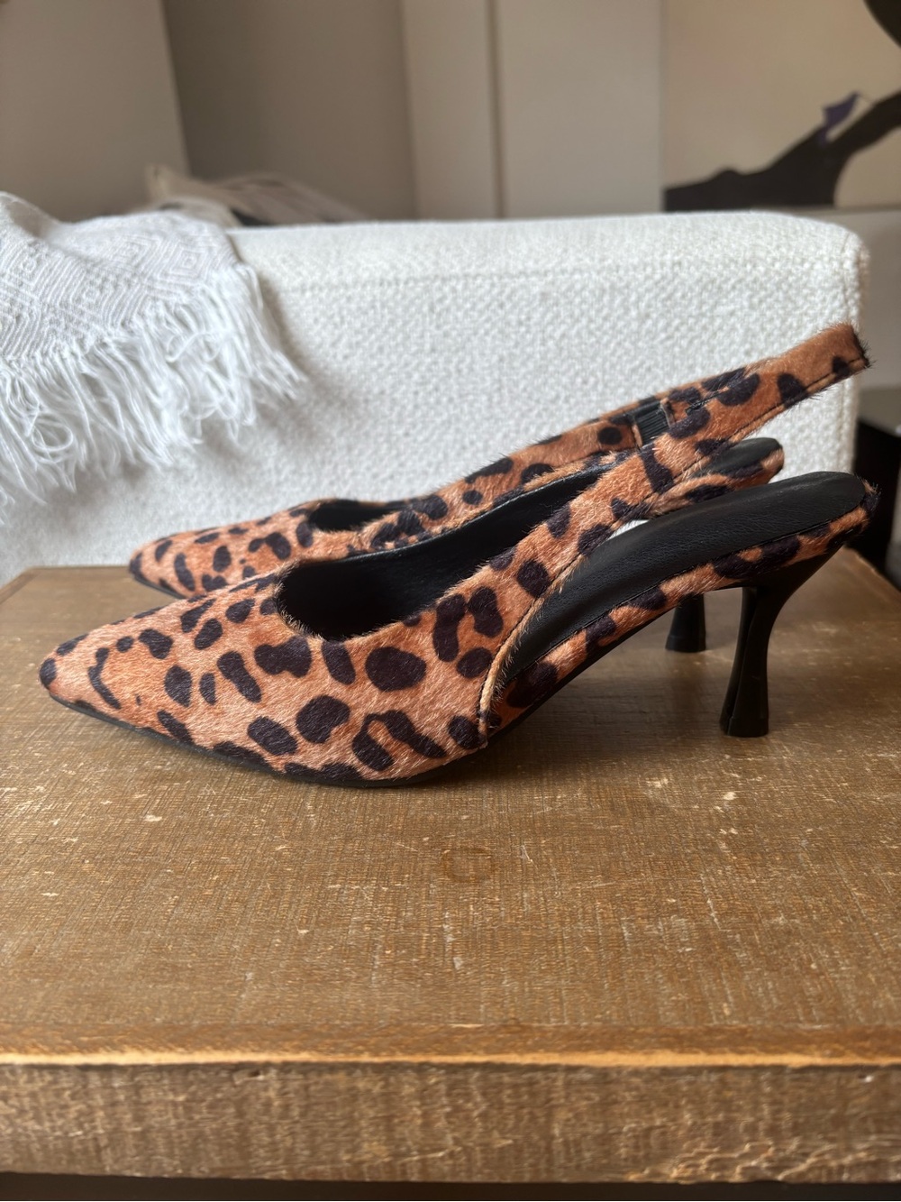 NWT Leopard sling back heels